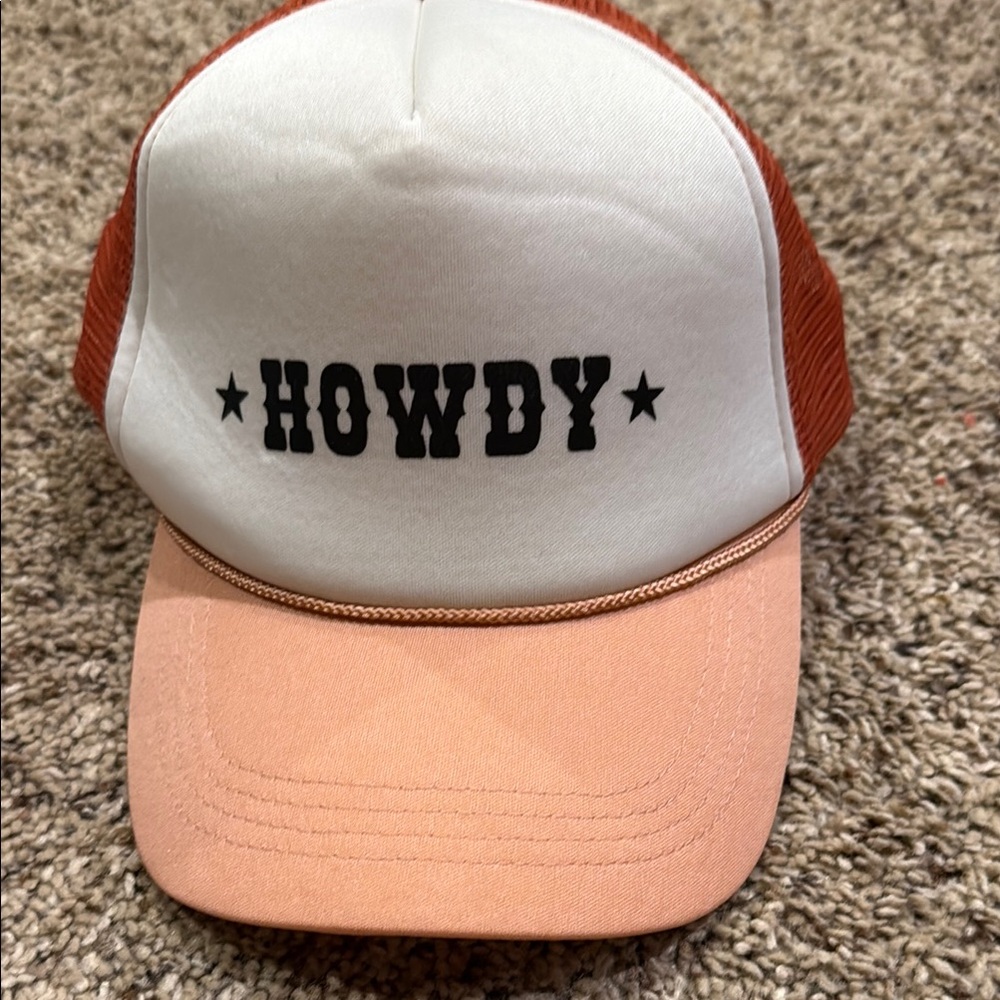 Howdy Trucker Hat in White and Orange